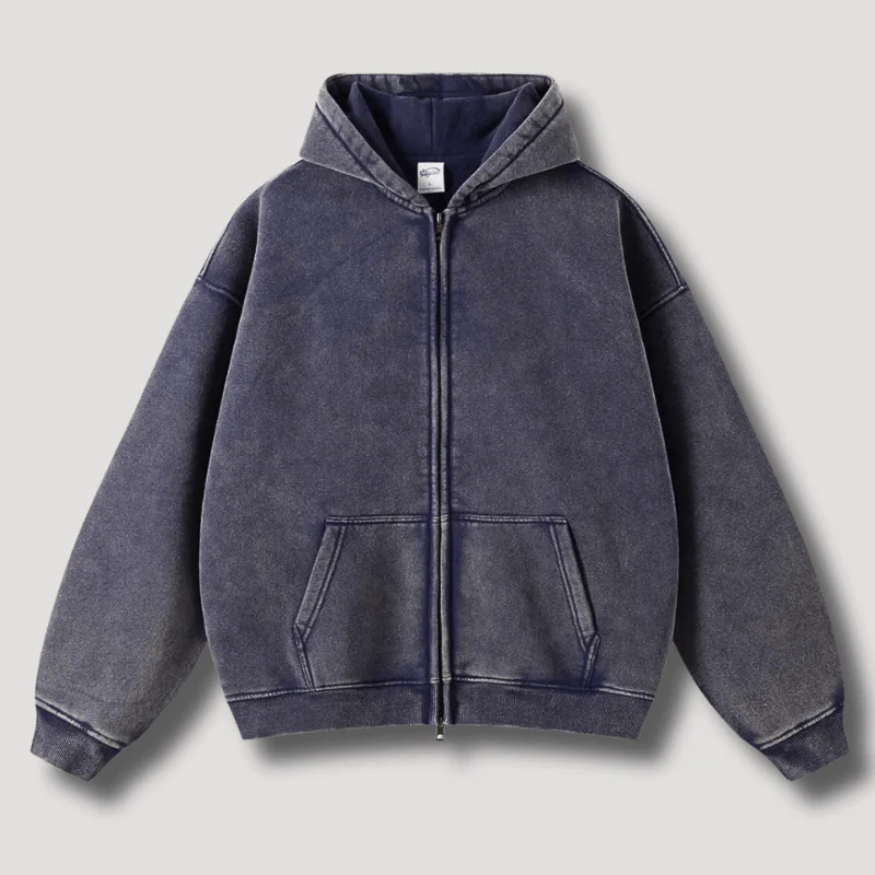 Odiseo | Vintage Solid Zip-Up Hoodie - Image 7