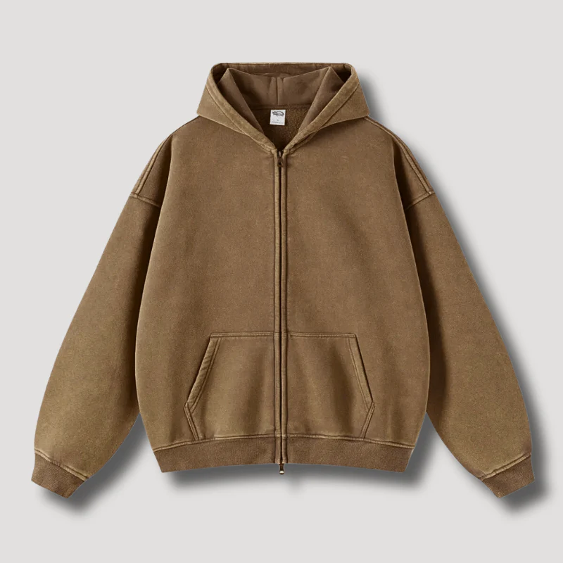 Odiseo | Vintage Solid Zip-Up Hoodie - Image 8