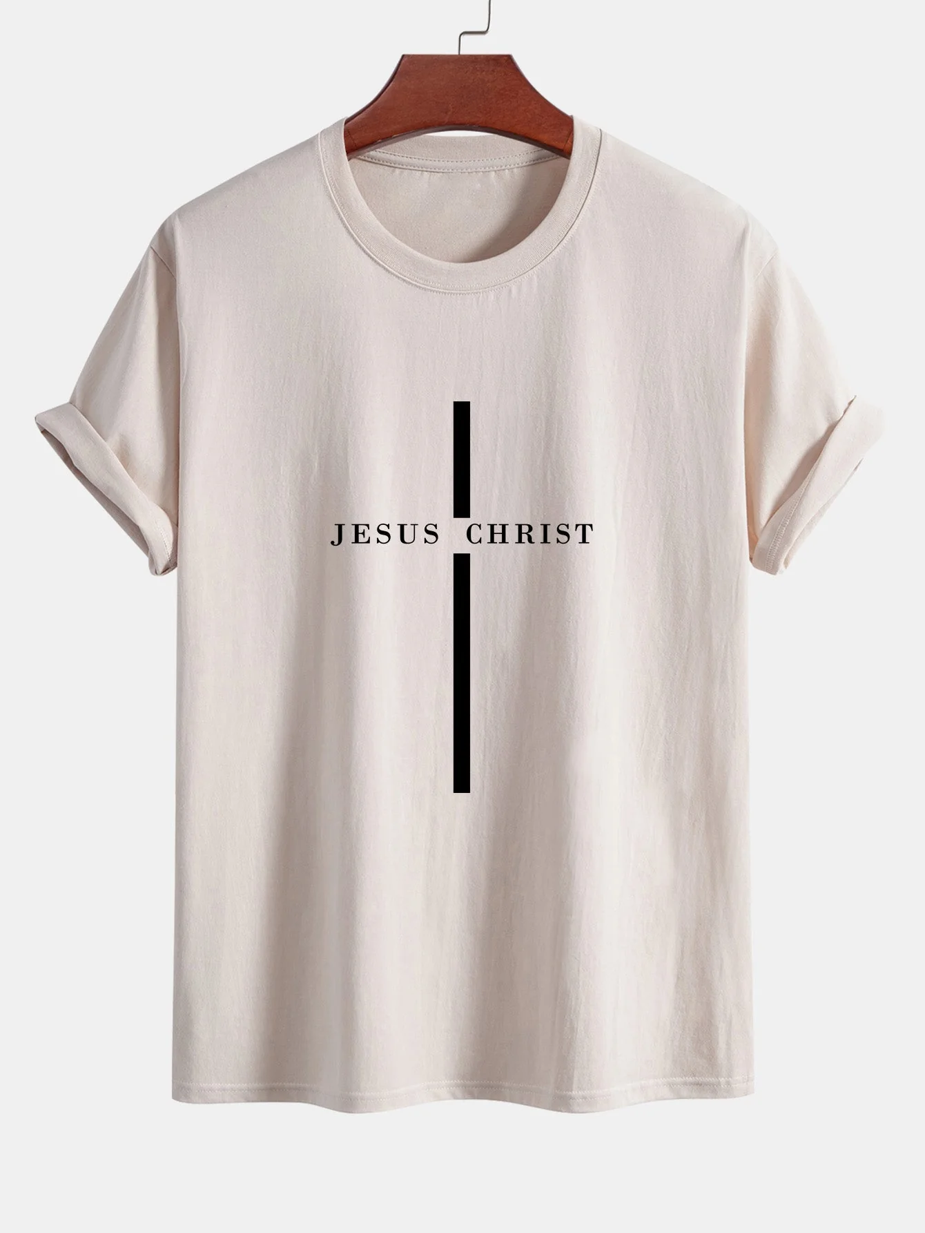 Odón® | Jesus Christ Stripe Print Cotton T-Shirt - Image 3