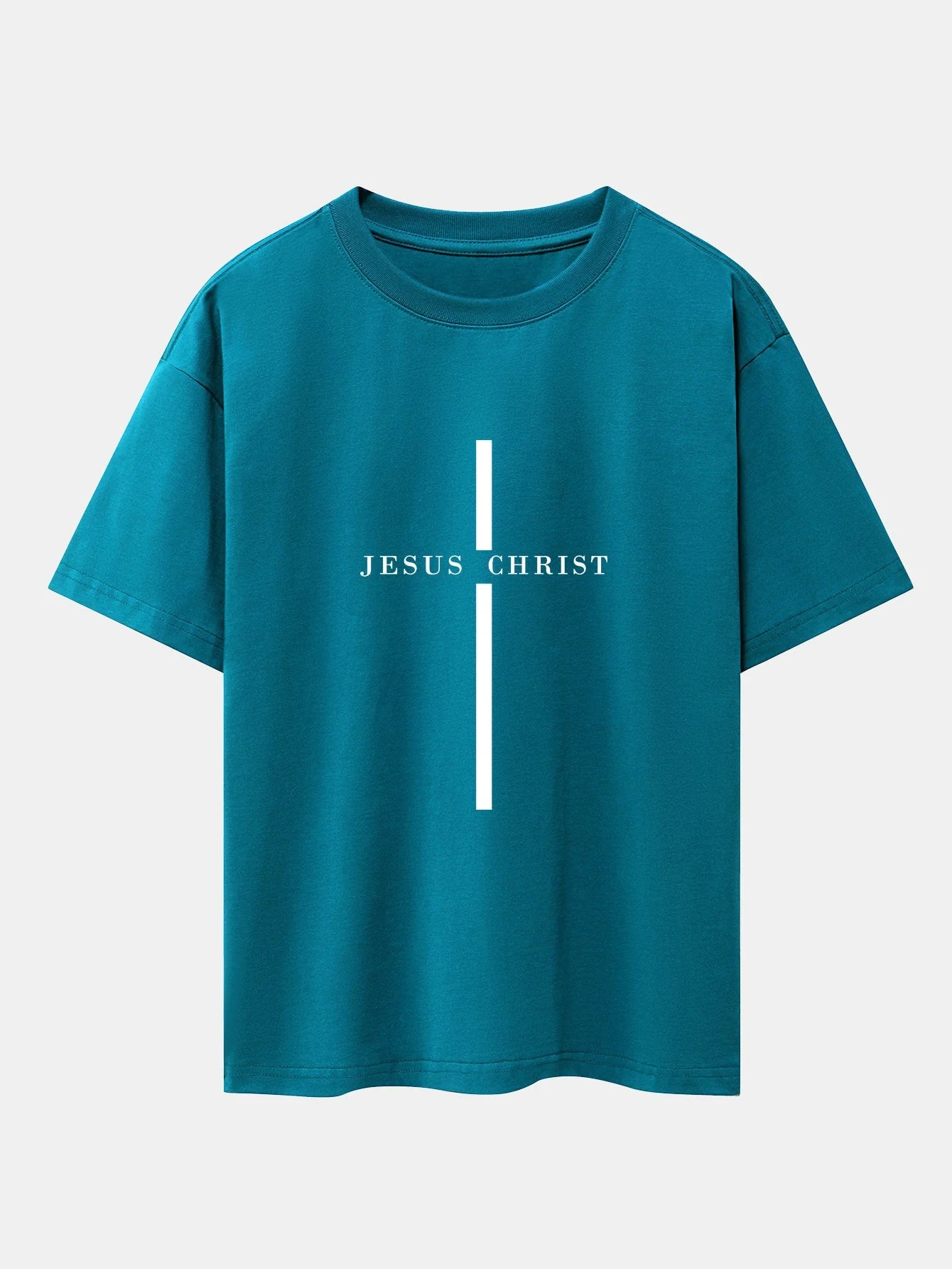 Olegario® | Jesus Christ Stripe Print Drop Shoulder Oversize T-Shirt - Image 10