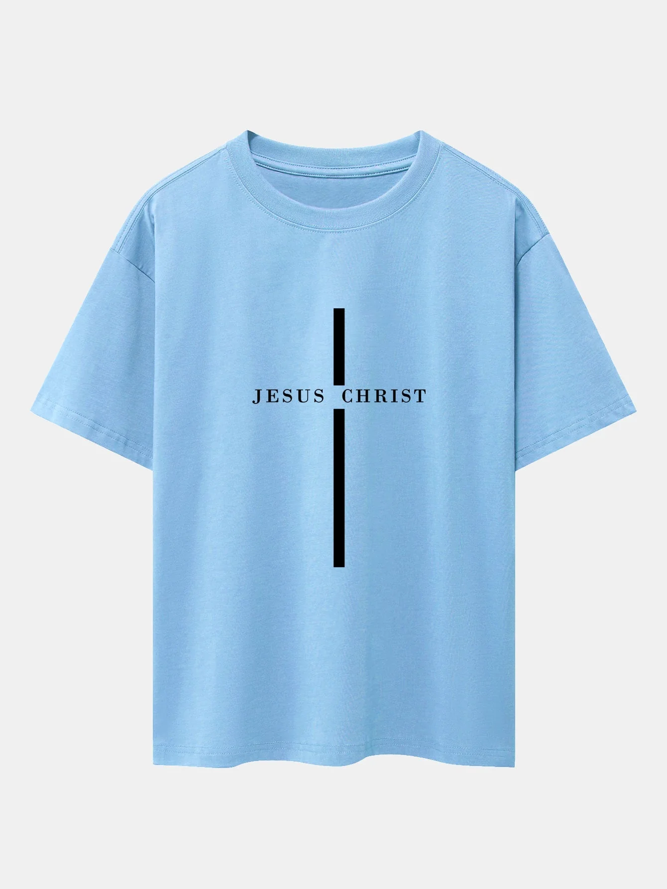 Olegario® | Jesus Christ Stripe Print Drop Shoulder Oversize T-Shirt - Image 13