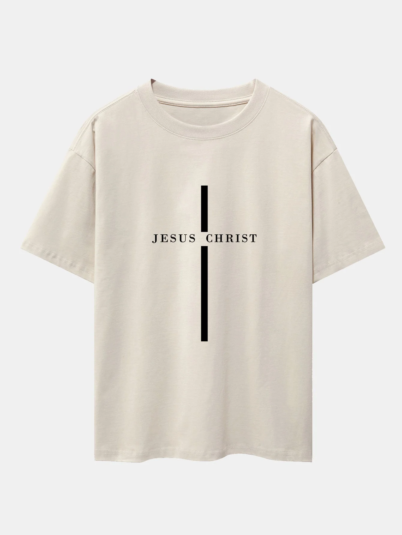 Olegario® | Jesus Christ Stripe Print Drop Shoulder Oversize T-Shirt - Image 3
