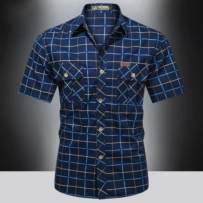 Olin | Elegant short-sleeved plaid shirt - Image 2