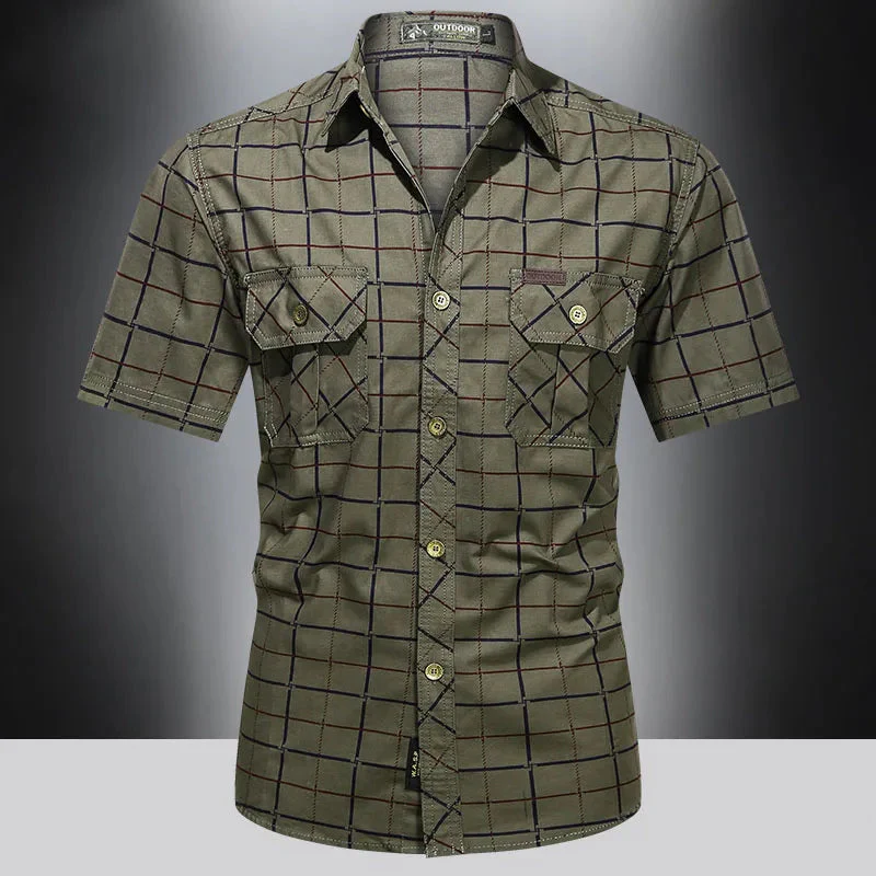Olin | Elegant short-sleeved plaid shirt - Image 3