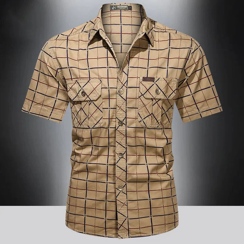 Olin | Elegant short-sleeved plaid shirt - Image 4