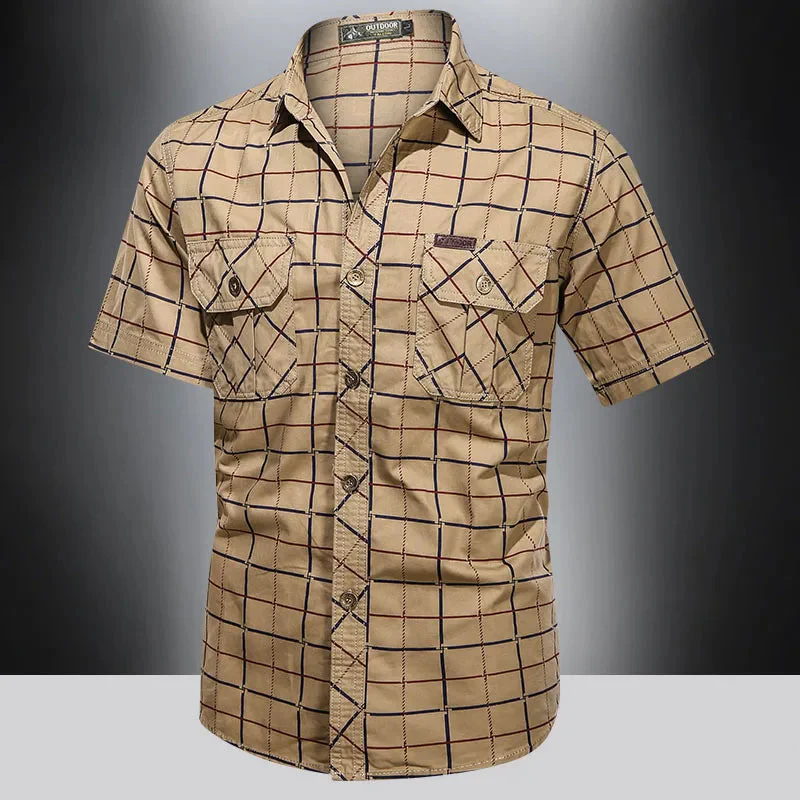 Olin | Elegant short-sleeved plaid shirt - Image 5