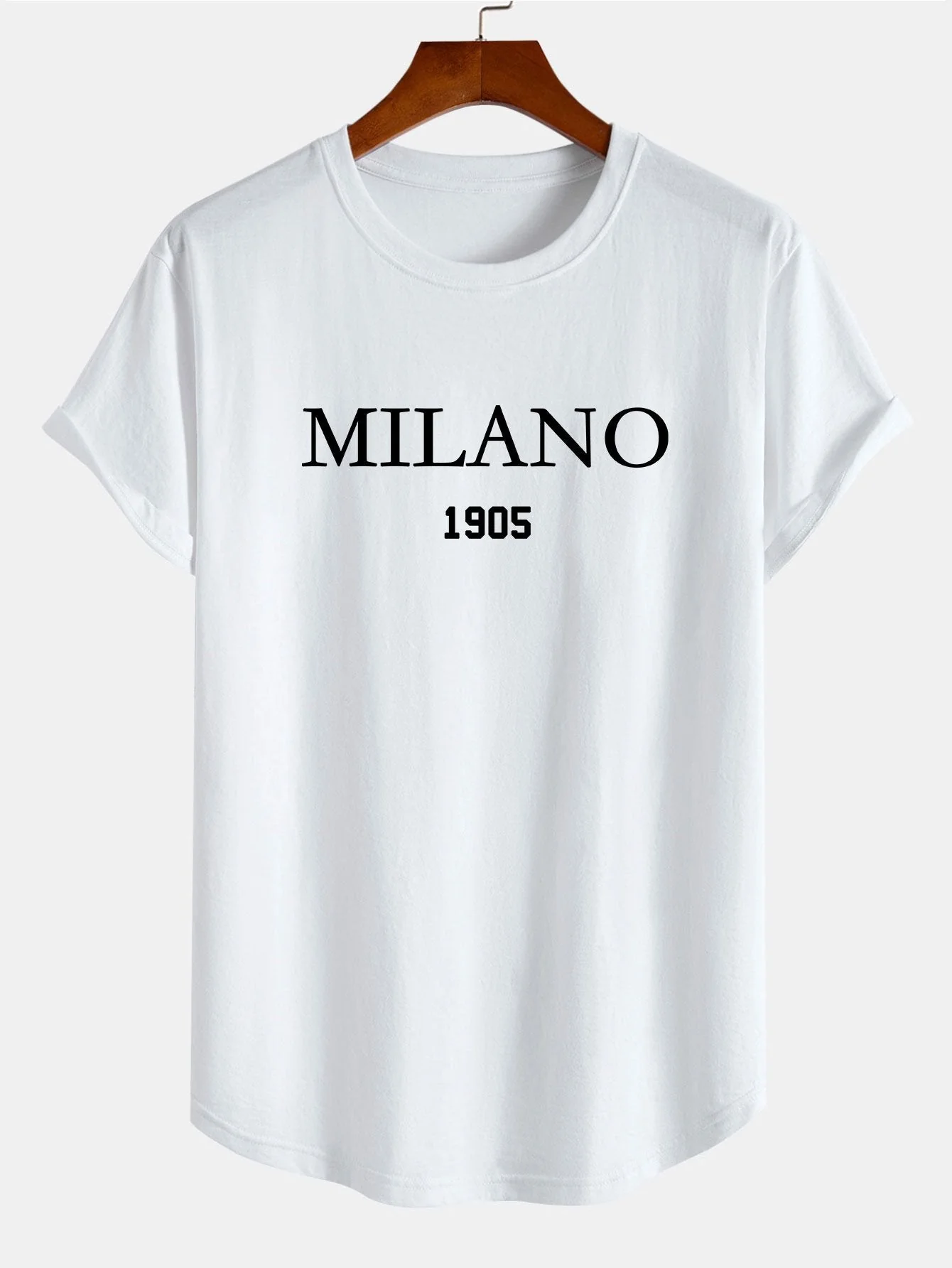 Omar® | Milano Slogan Print Cotton Arc Hem T-Shirt - Image 3