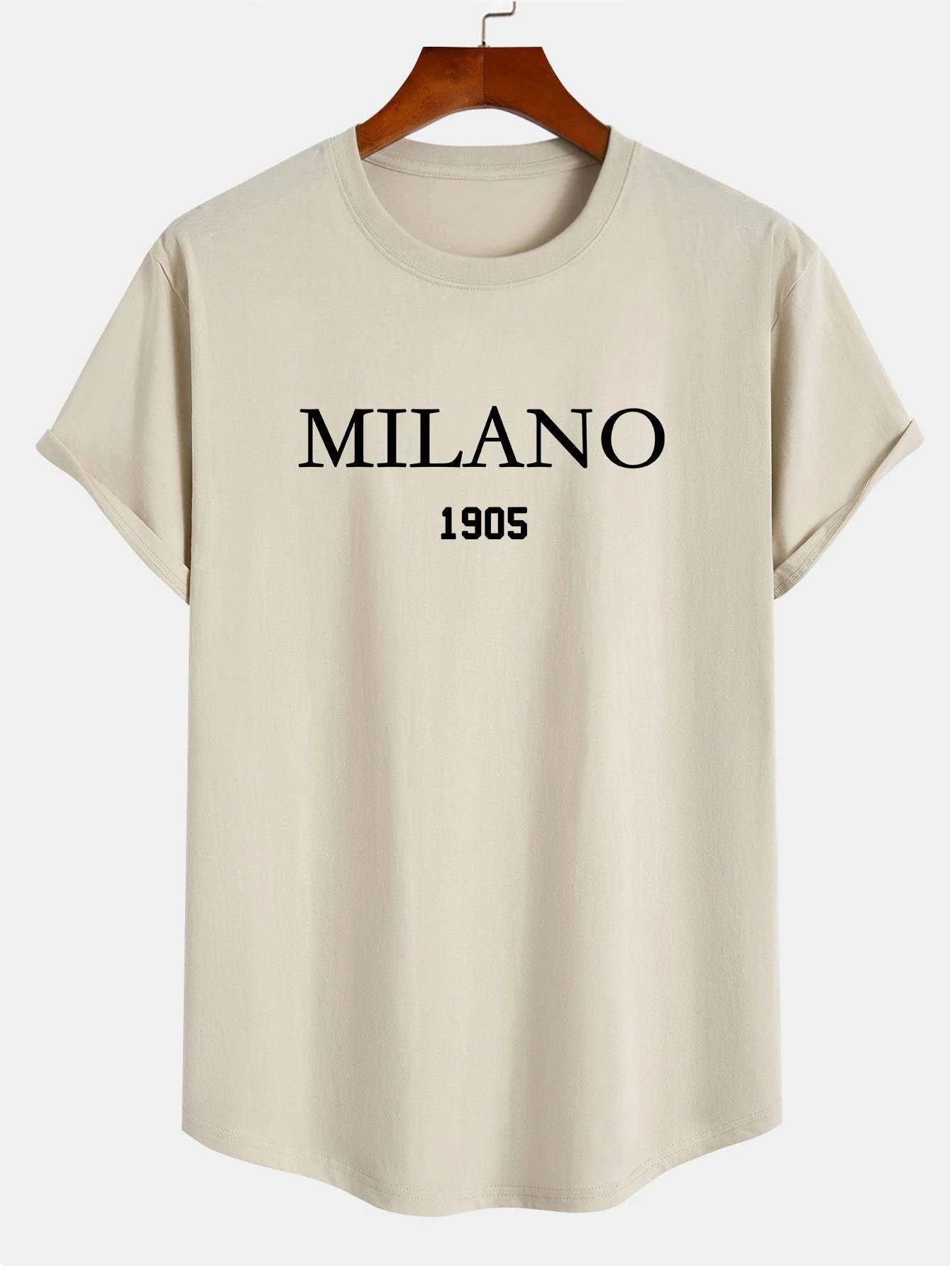 Omar® | Milano Slogan Print Cotton Arc Hem T-Shirt - Image 4