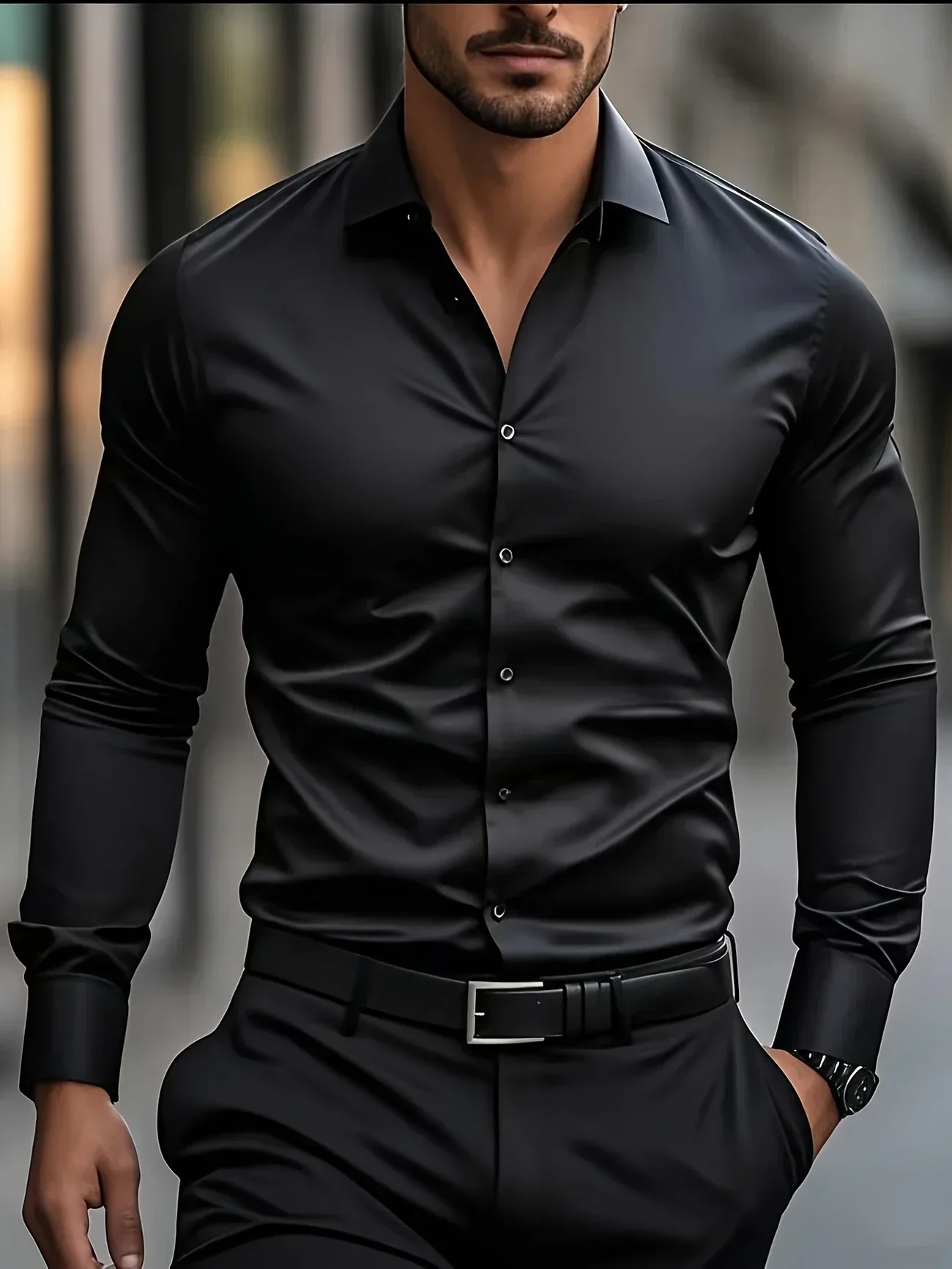 Omar | Elegant long-sleeved button-down shirt - Image 12
