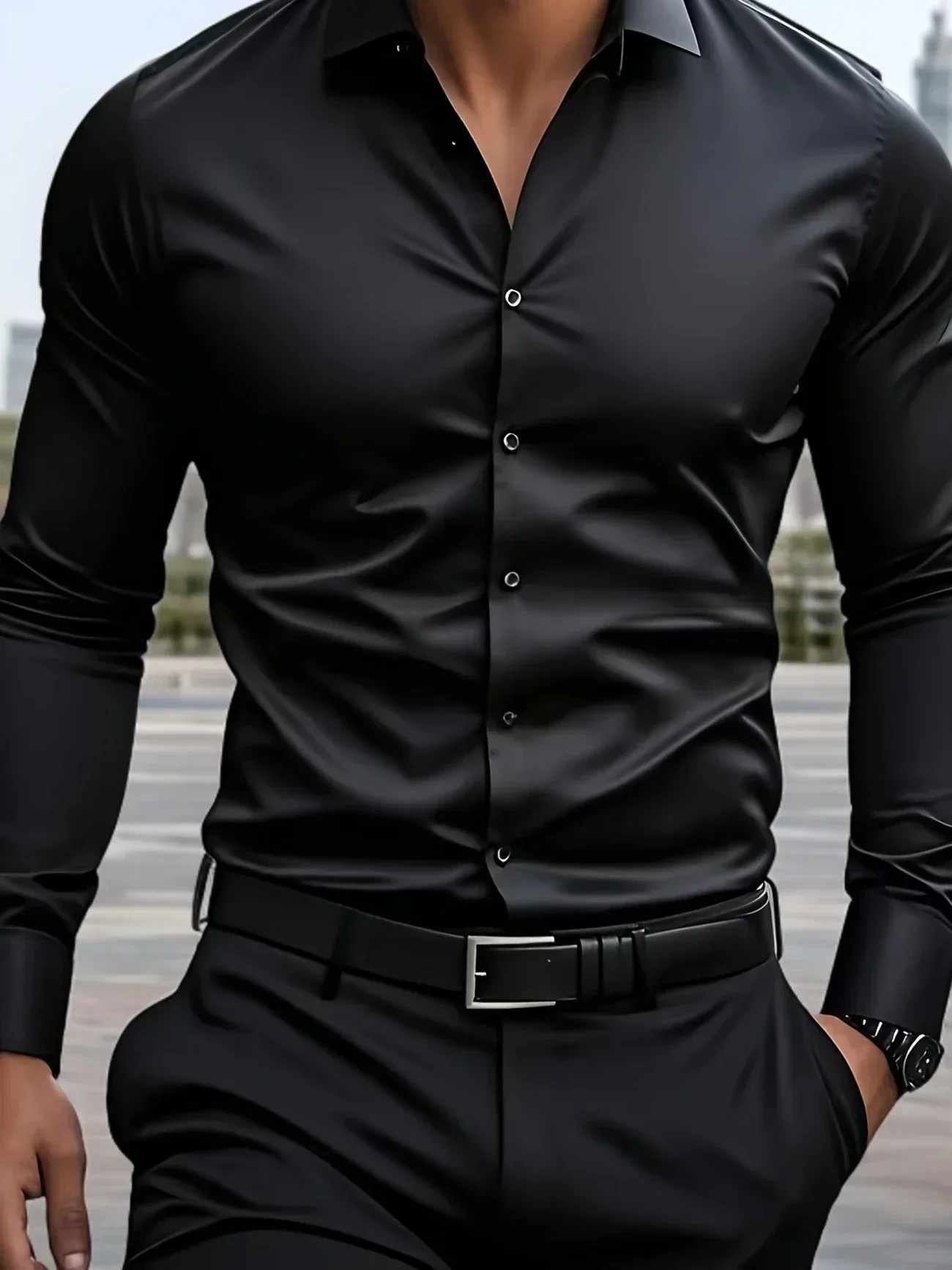 Omar | Elegant long-sleeved button-down shirt - Image 2