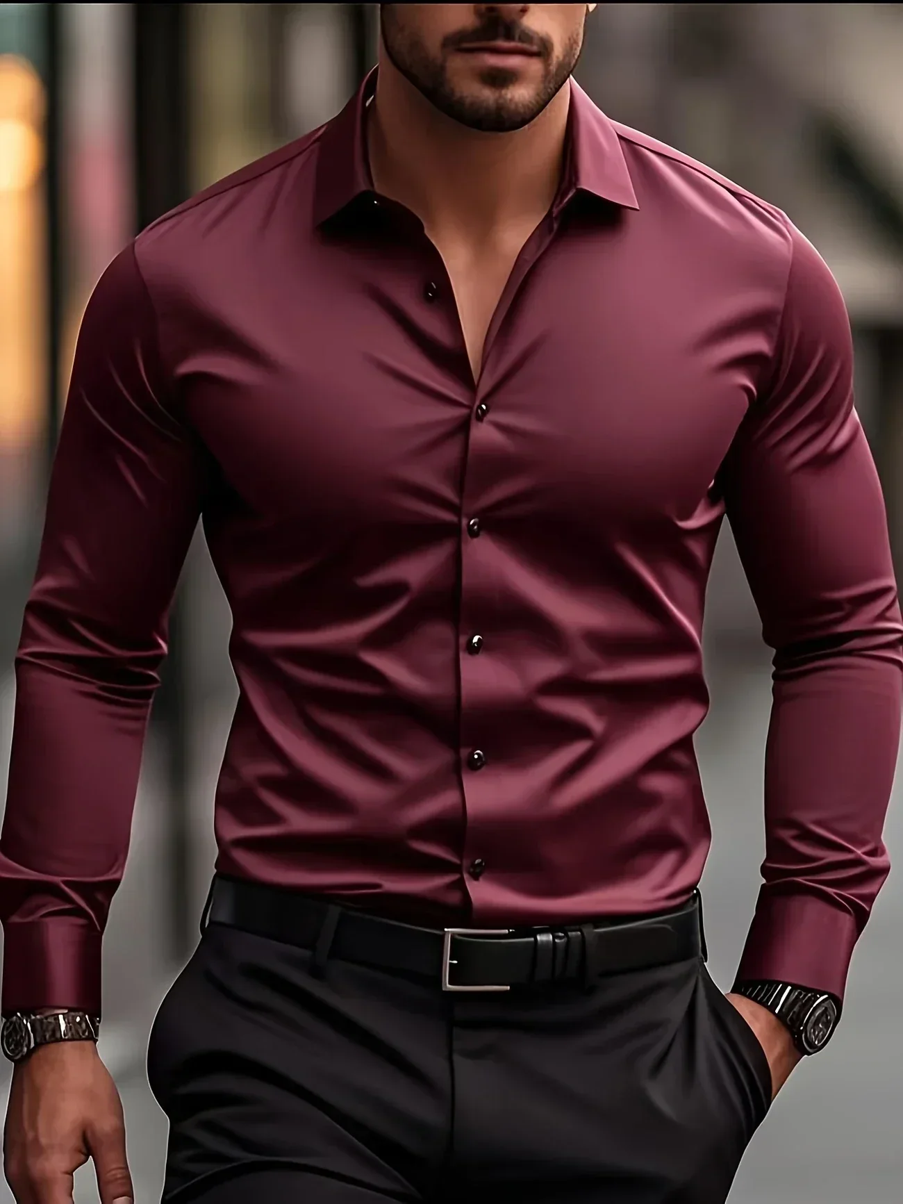 Omar | Elegant long-sleeved button-down shirt - Image 23