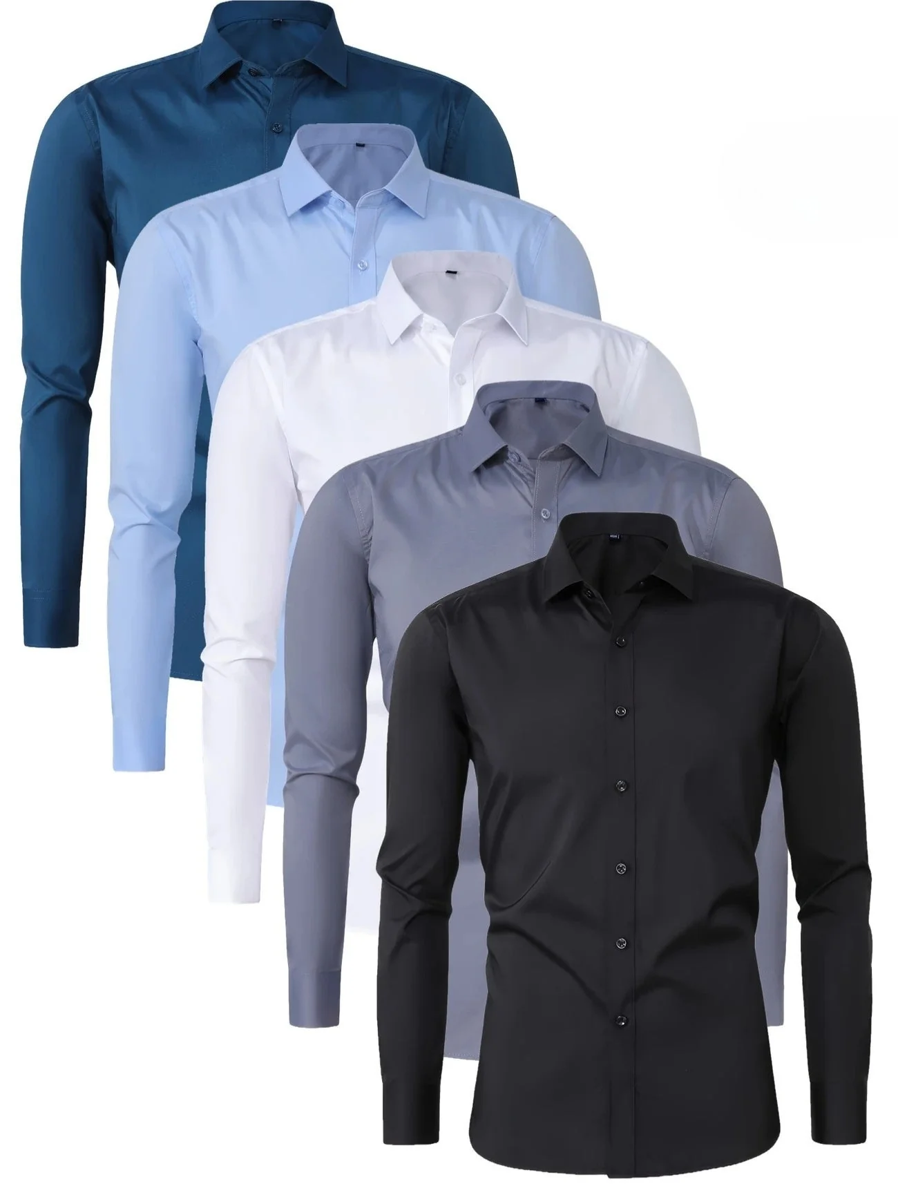 Omar | Elegant long-sleeved button-down shirt - Image 39