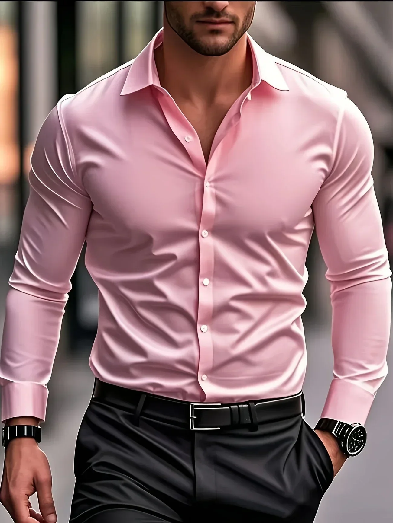 Omar | Elegant long-sleeved button-down shirt - Image 42