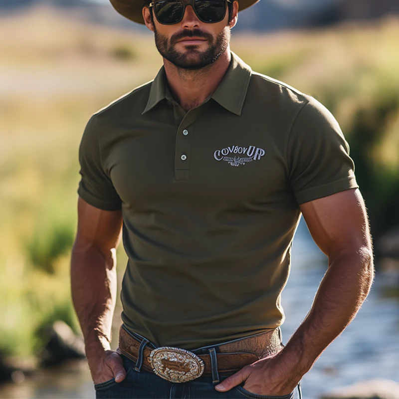 Omar | Men'S Summer Business Classic Embroidery Polo Neck T-Shirt - Image 2
