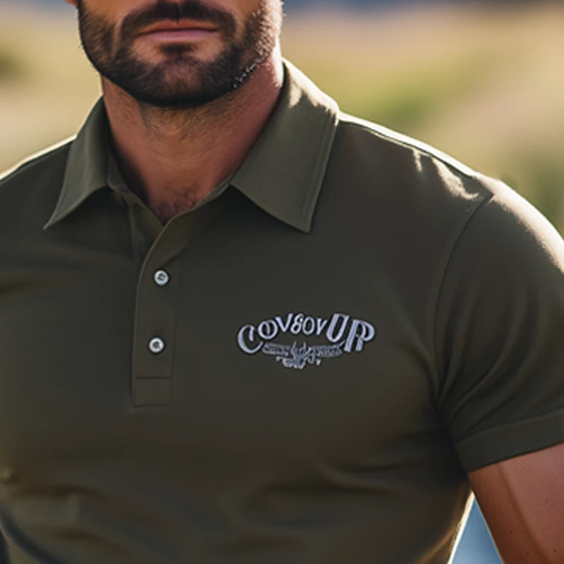 Omar | Men'S Summer Business Classic Embroidery Polo Neck T-Shirt - Image 4