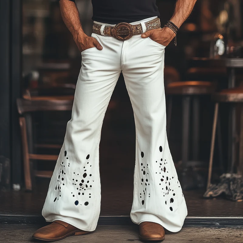 Omar | Men'S Western Cowboy Style Ripped Flared Pants - Image 2