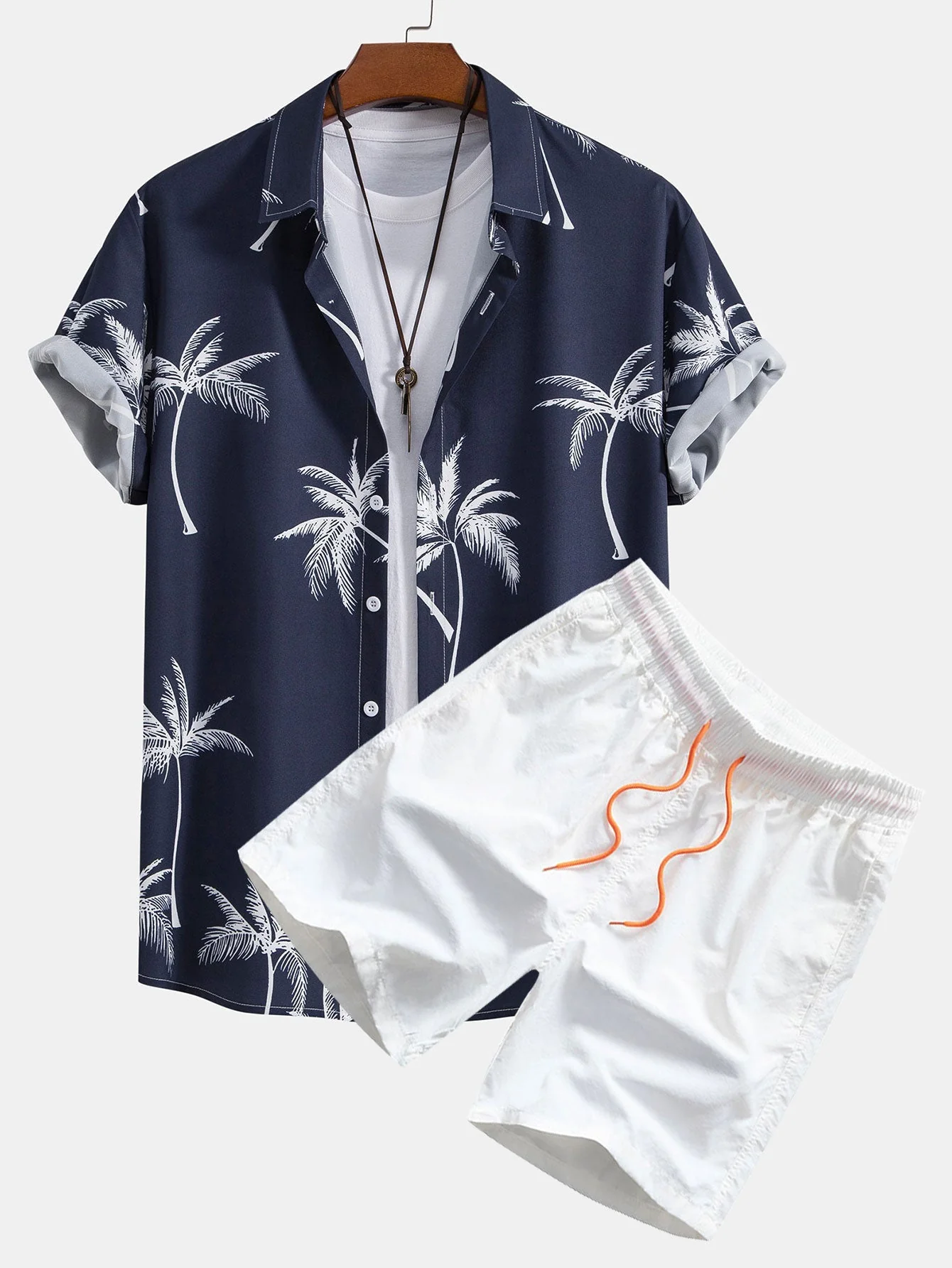 Onésimo® | Palm Tree Print Button Up Shirt & Swim Shorts - Image 4