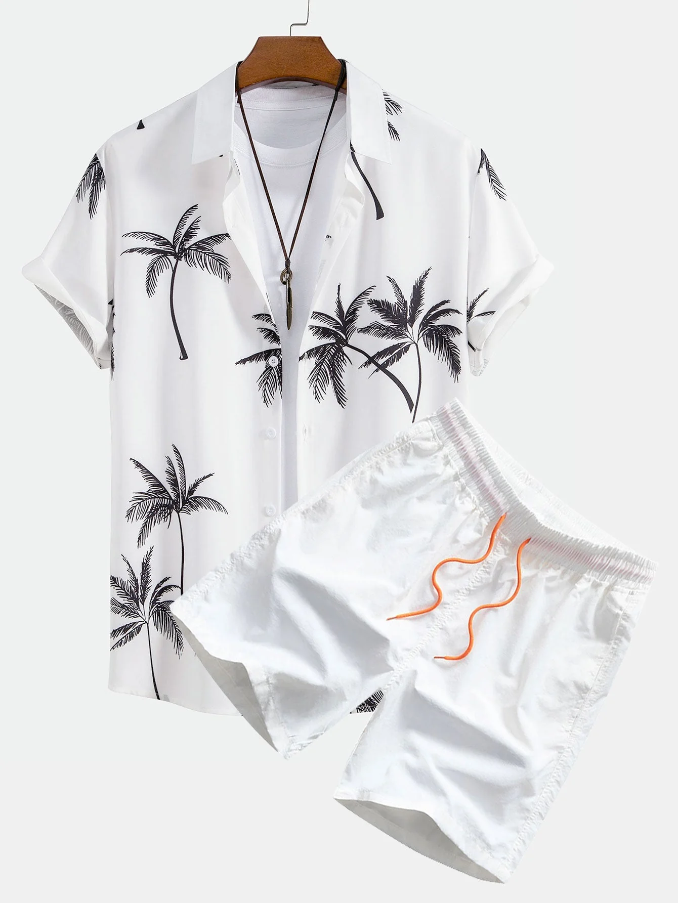 Onésimo® | Palm Tree Print Button Up Shirt & Swim Shorts - Image 5