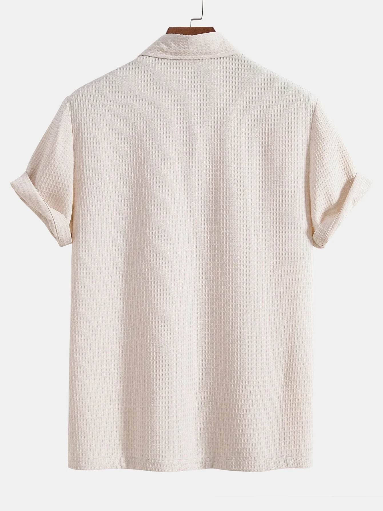 Orestes® | Waffle Polo Collar Shirt With Pocket & Waffle Shorts - Image 5
