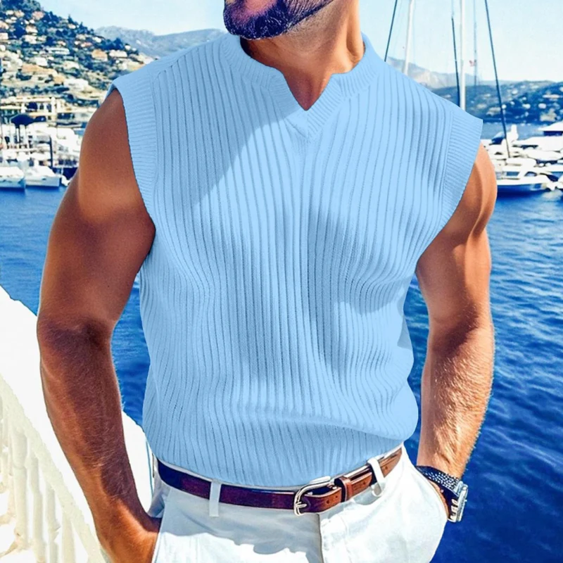 Orin | Men'S Casual Breathable Solid Color V-Neck Slim Fit Knitted Pullover Vest - Image 2