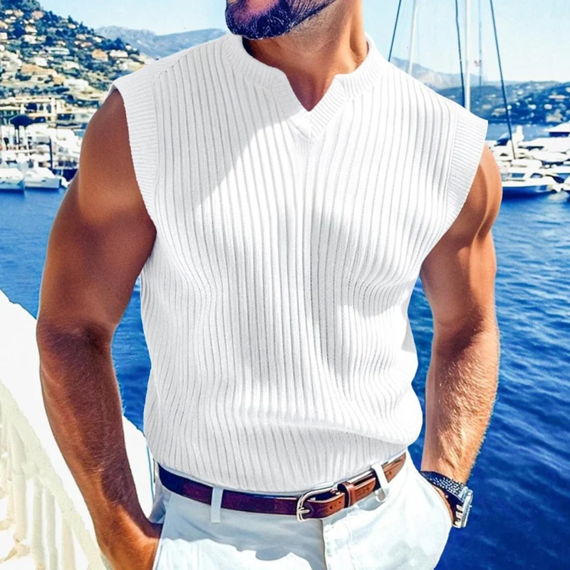 Orin | Men'S Casual Breathable Solid Color V-Neck Slim Fit Knitted Pullover Vest - Image 3