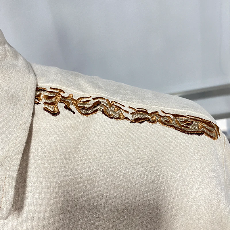 Orin | Men'S Spring And Summer New Fashion Retro Western Cowboy Style Suede Embroidery Slim Lapel Short-Sleeved Shirt - Image 7