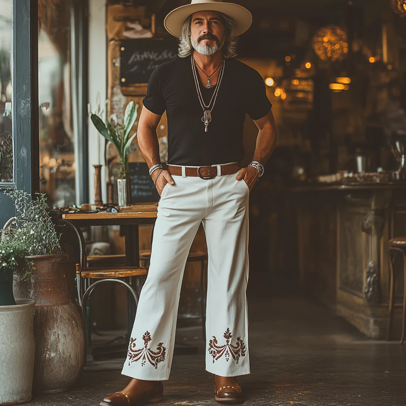 Orlando | Men'S Western Cowboy Style Embroidered Straight Pants - Image 4