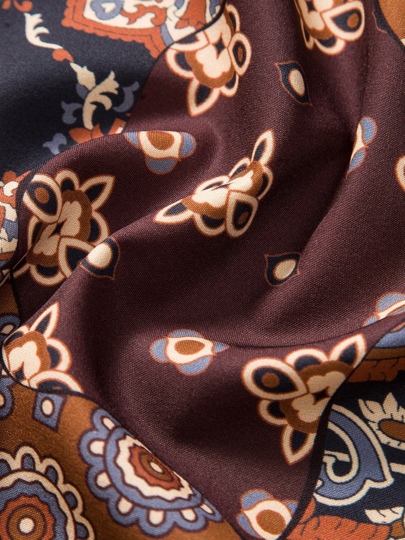 Oseas® | Paisley Patchwork Print Button Up Shirt & Corduroy Shorts - Image 6