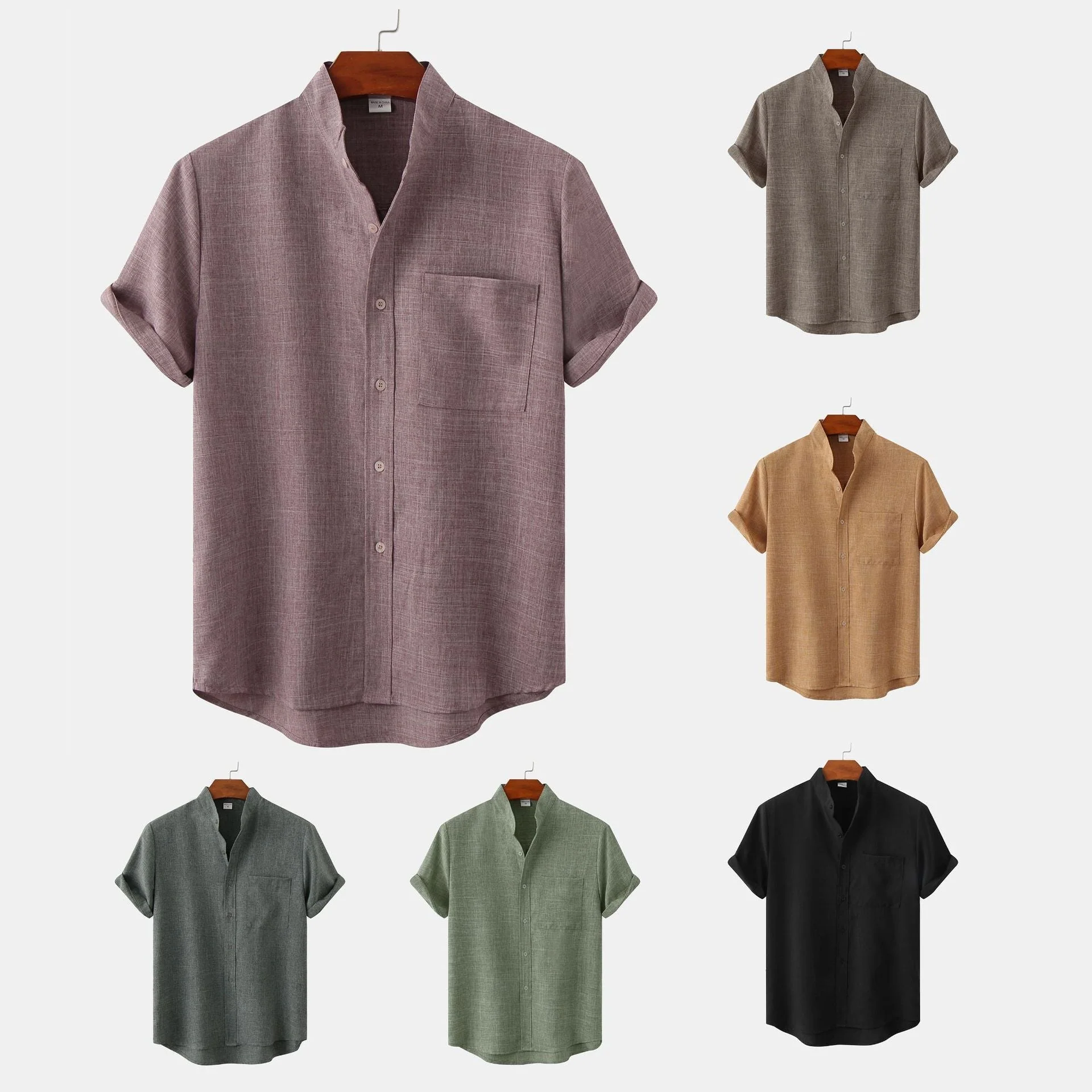 Oswald | Plain cotton shirt with buttons - Image 6