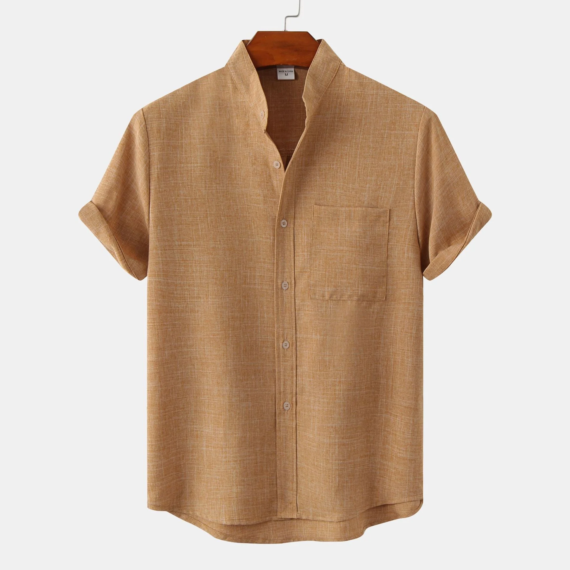 Oswald | Plain cotton shirt with buttons - Image 9
