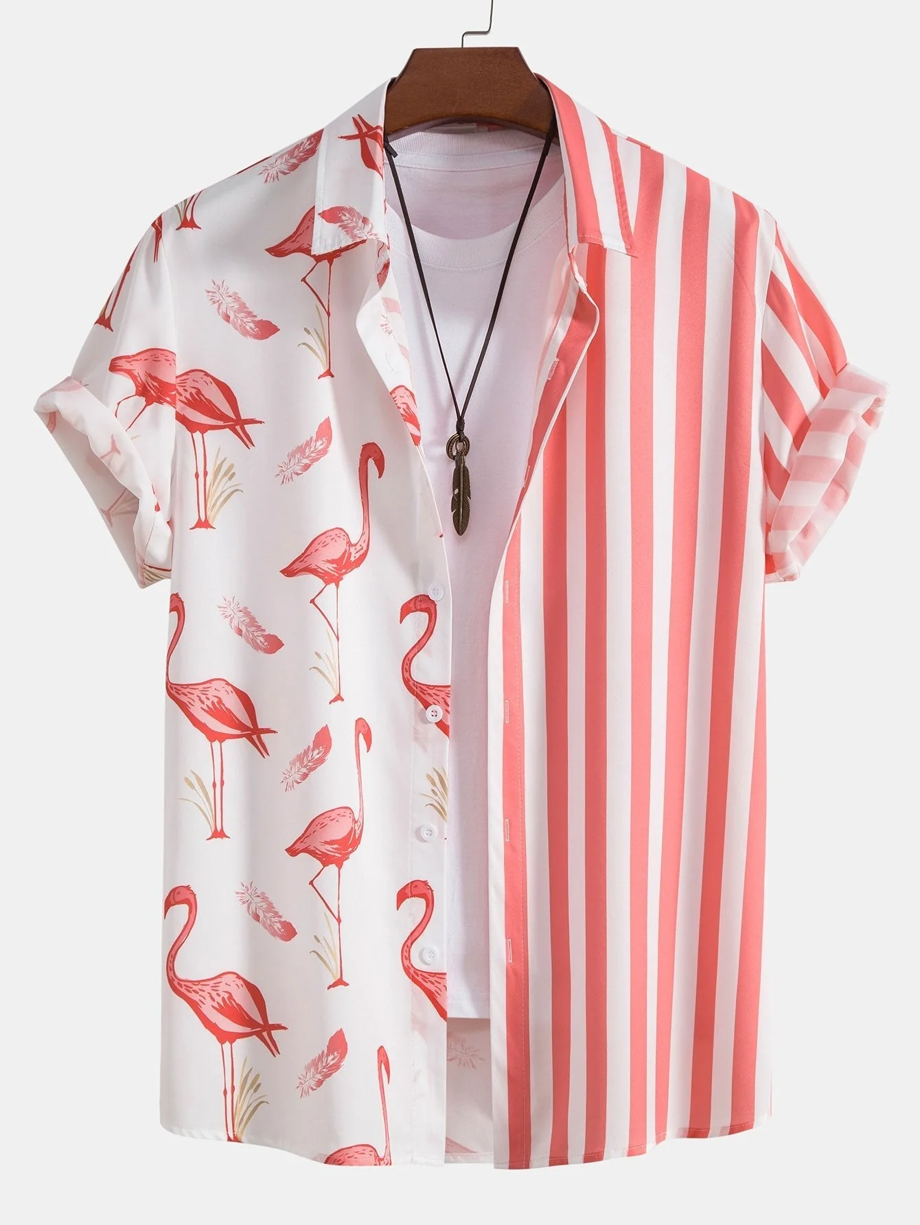Otalvaro® | Flamingo Stripe Panel Shirt & Swim Shorts - Image 5