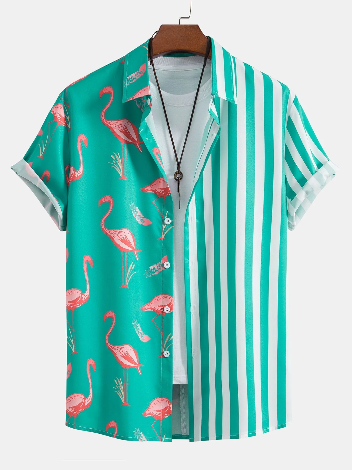 Otalvaro® | Flamingo Stripe Panel Shirt & Swim Shorts - Image 7