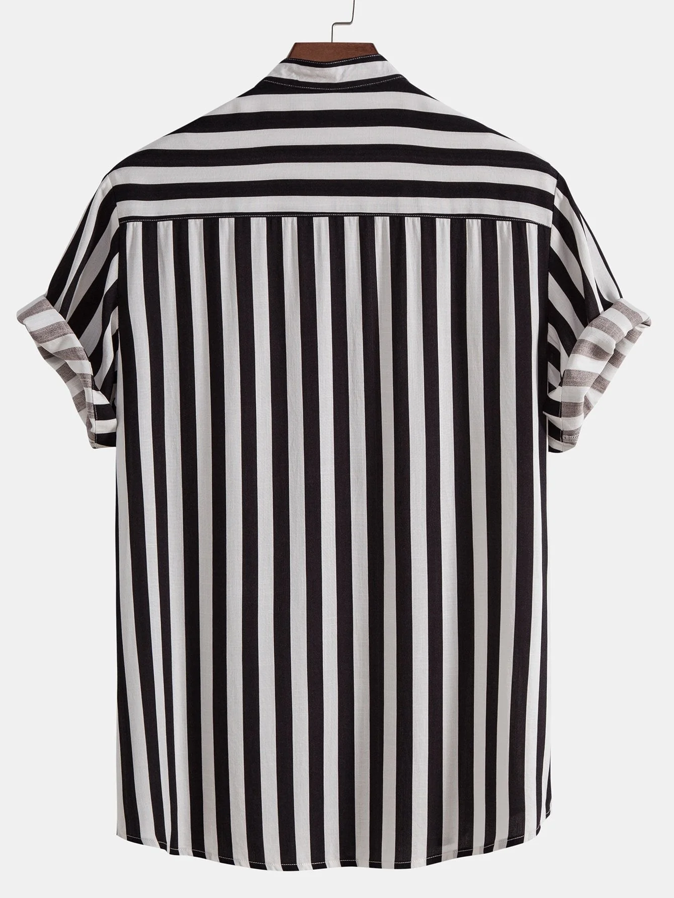 Otelo® | Striped Stand Collar Shirt & Swim Shorts - Image 4