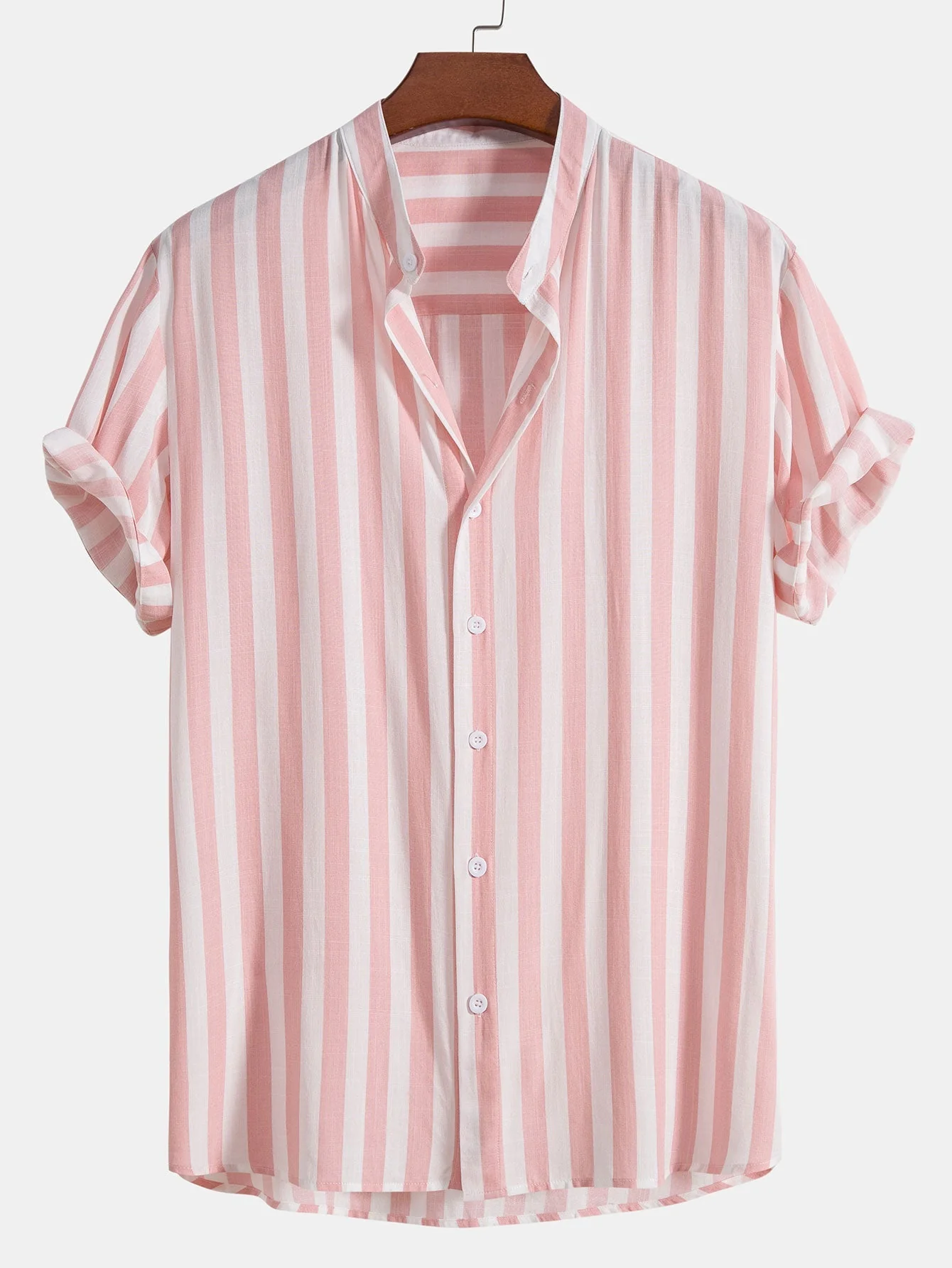 Otelo® | Striped Stand Collar Shirt & Swim Shorts - Image 5