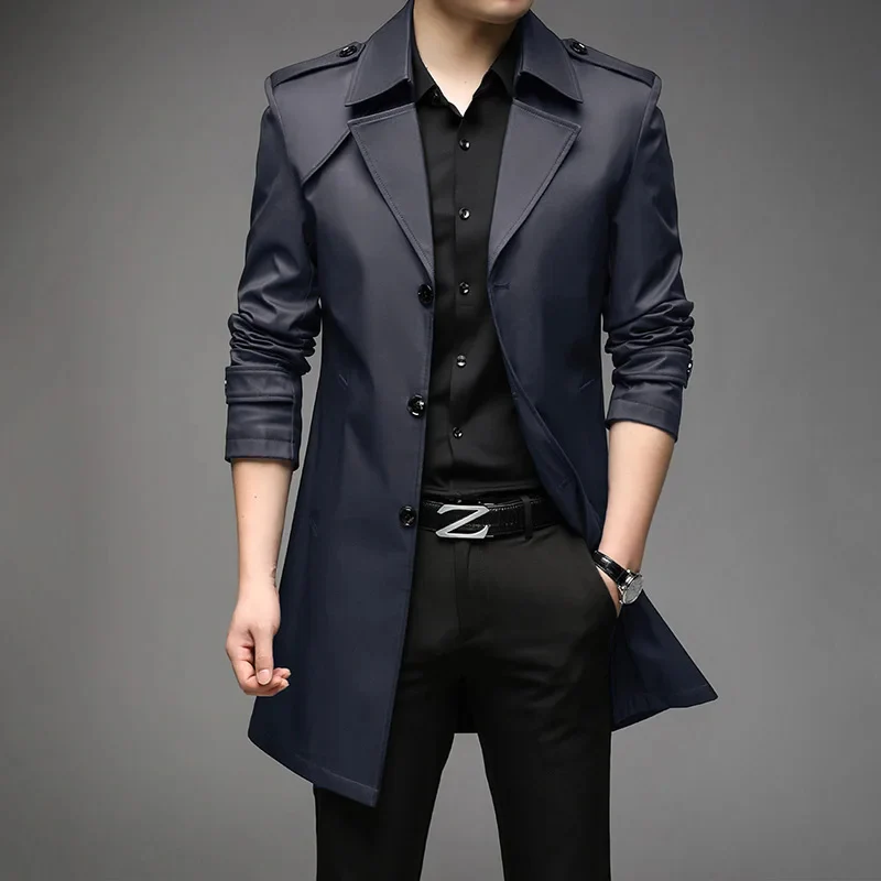 Otis | Elegant men's trench coat – classic coat with shoulder details