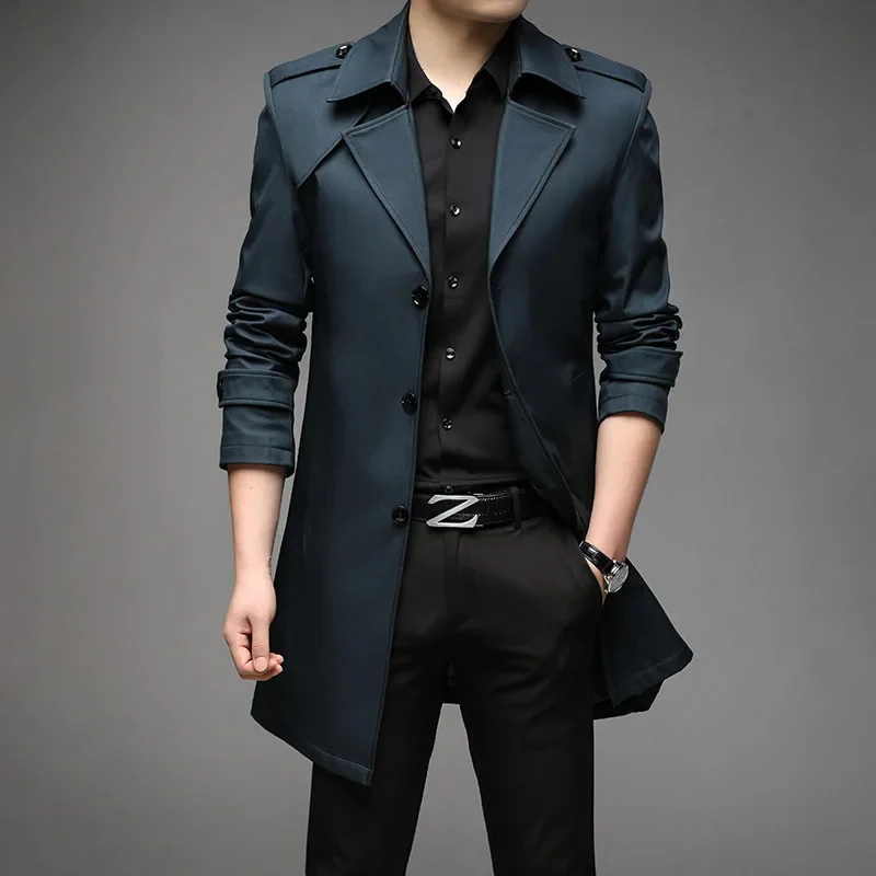 Otis | Elegant men's trench coat – classic coat with shoulder details - Image 11