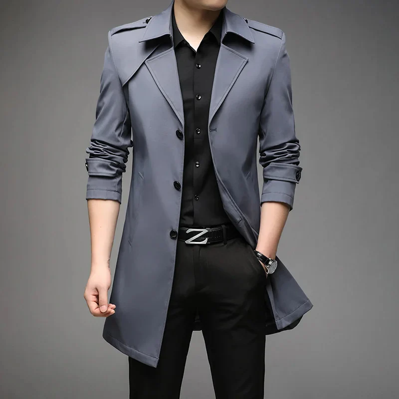 Otis | Elegant men's trench coat – classic coat with shoulder details - Image 13