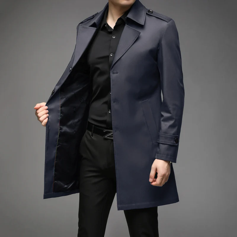 Otis | Elegant men's trench coat – classic coat with shoulder details - Image 14
