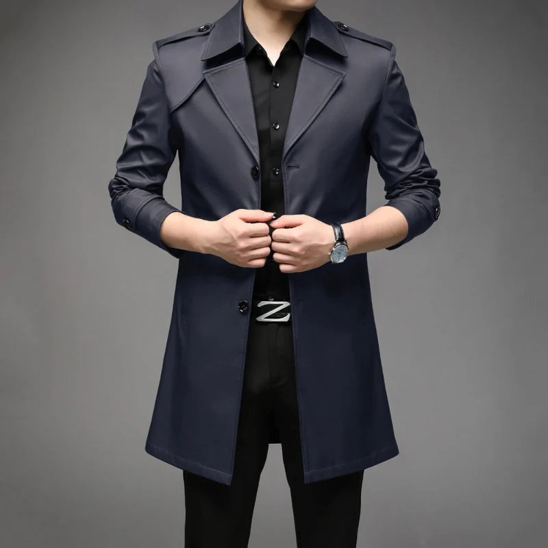 Otis | Elegant men's trench coat – classic coat with shoulder details - Image 15
