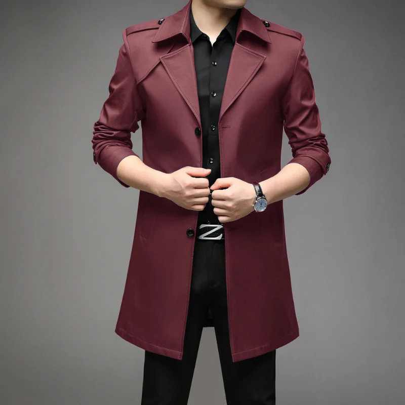 Otis | Elegant men's trench coat – classic coat with shoulder details - Image 16