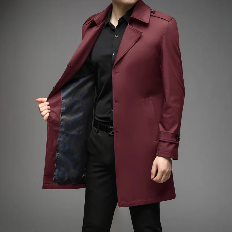 Otis | Elegant men's trench coat – classic coat with shoulder details - Image 2