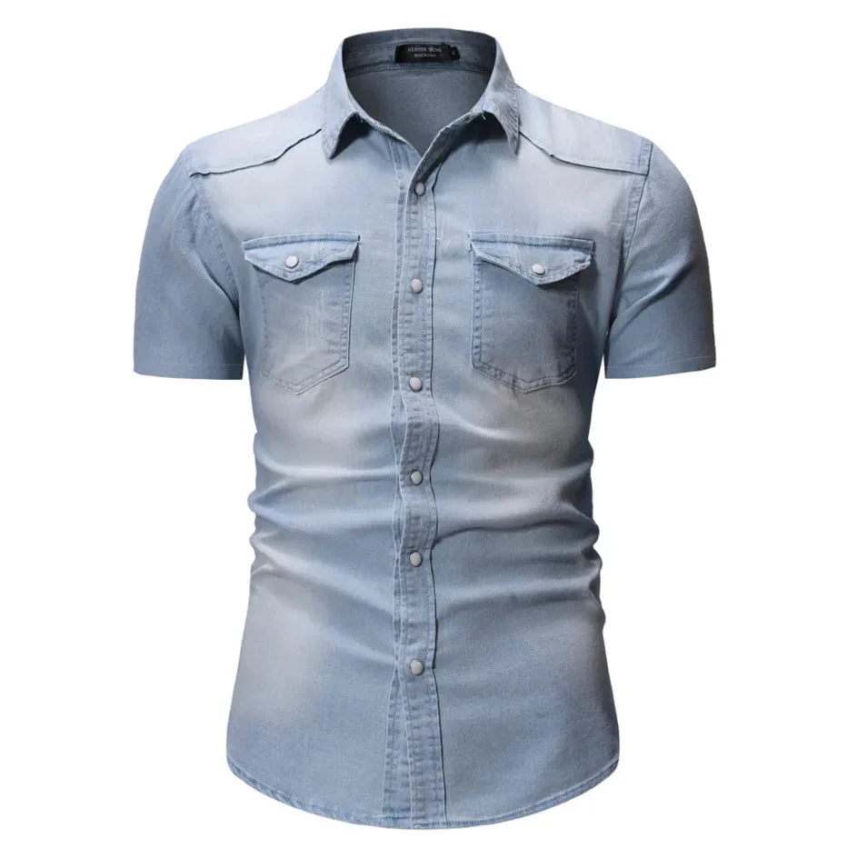 Otter | Short-sleeved denim shirt with pocket - Image 2