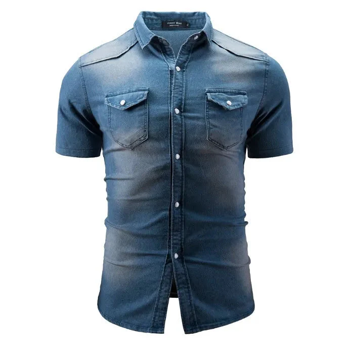Otter | Short-sleeved denim shirt with pocket - Image 3