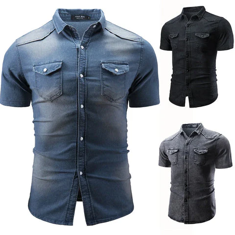 Otter | Short-sleeved denim shirt with pocket - Image 5