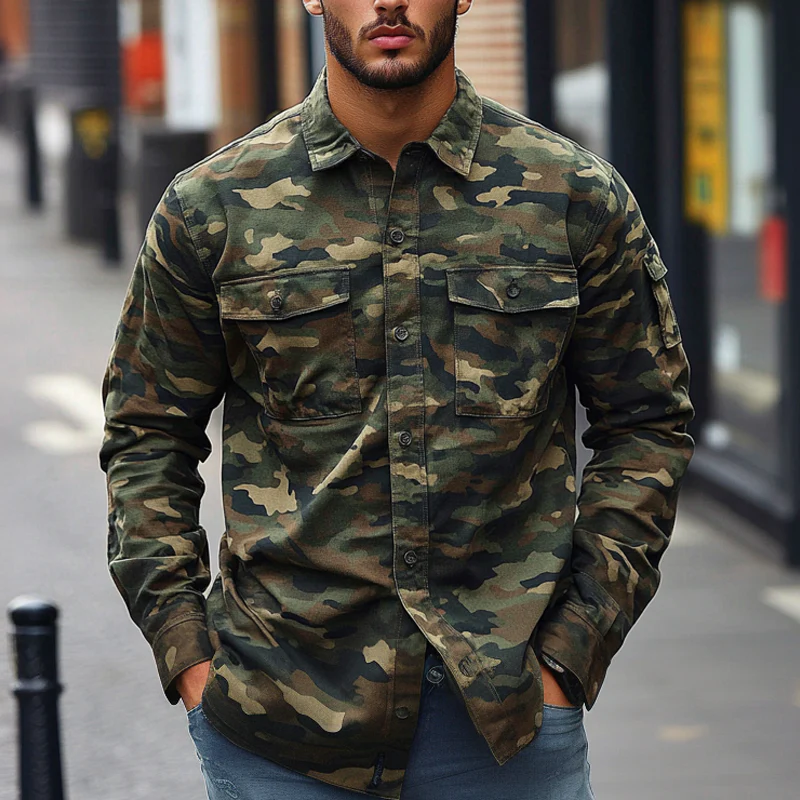 Pablo | Men'S Camouflage Print Multi-Pocket Long Sleeve Shirt - Image 2