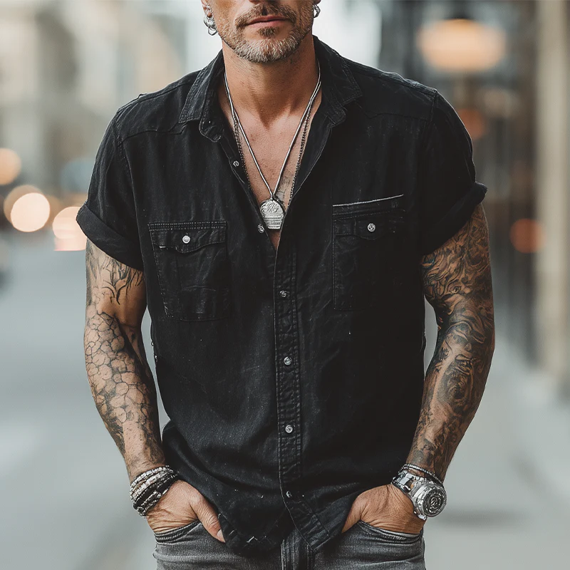Pablo | Men'S Summer Fashion Washed Denim Short Sleeve Shirt - Image 2
