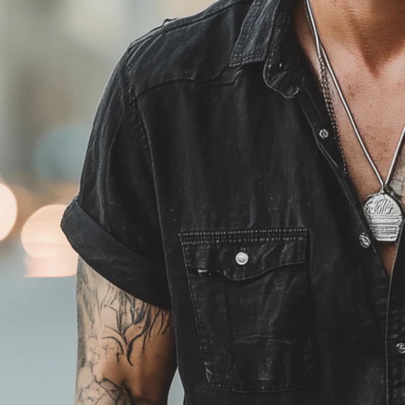 Pablo | Men'S Summer Fashion Washed Denim Short Sleeve Shirt - Image 3