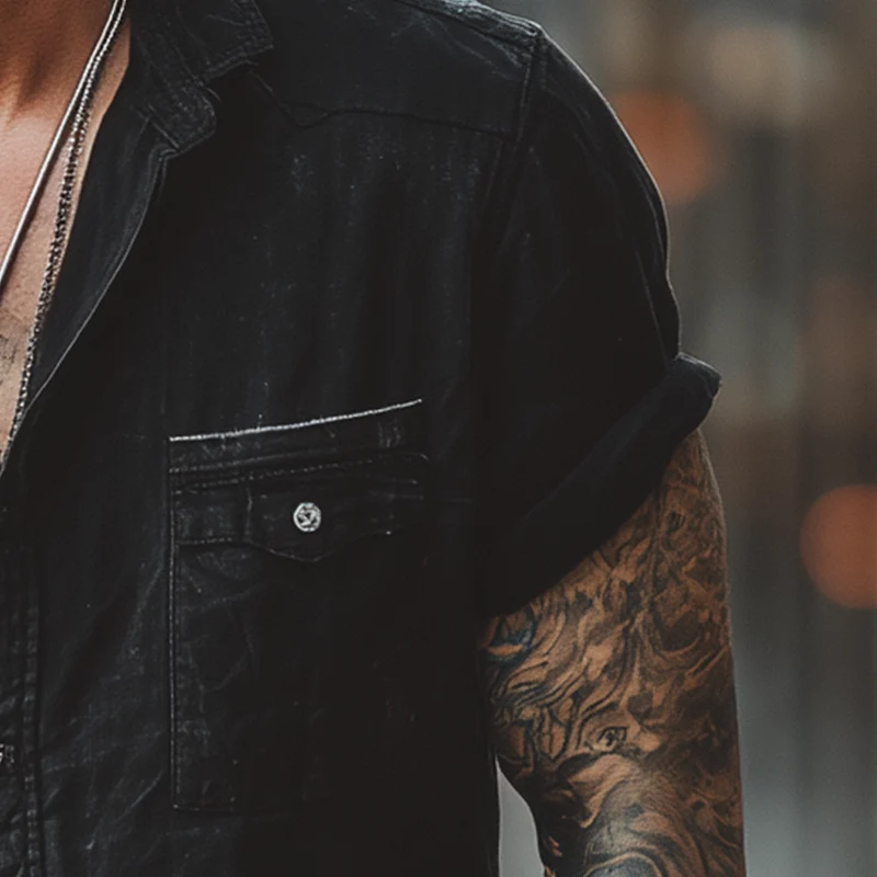 Pablo | Men'S Summer Fashion Washed Denim Short Sleeve Shirt - Image 4