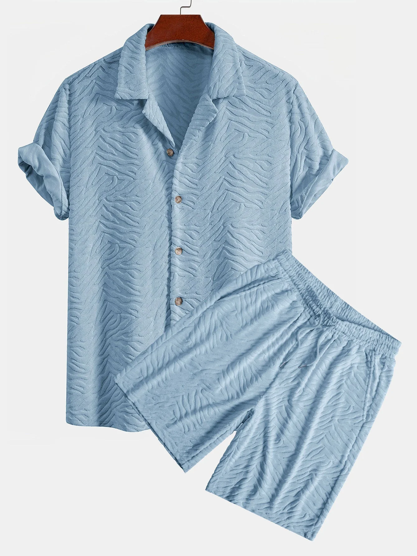 Paco® | Animal Texture Terry Cuban Shirt & Shorts - Image 3