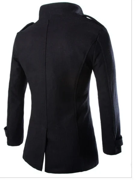 Paladio | Men's wool coat elegant double-breasted with epaulettes - Image 6